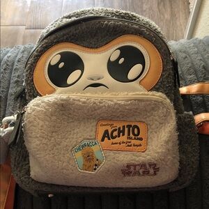 Star Wars Kids Gray, Cream & Orange Porg Plush Mini Backpack